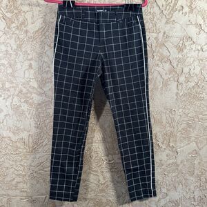 Old Navy Pixie Pants Women’s SZ 2 Black Windowpane Plaid Slim Stretch 25 Insea